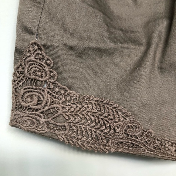 Embroidered Taupe Maternity Shorts